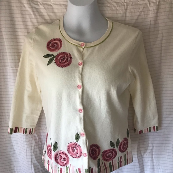 Garnet Hill Sweaters - Garnet Hill hand painted cardigan sweater E